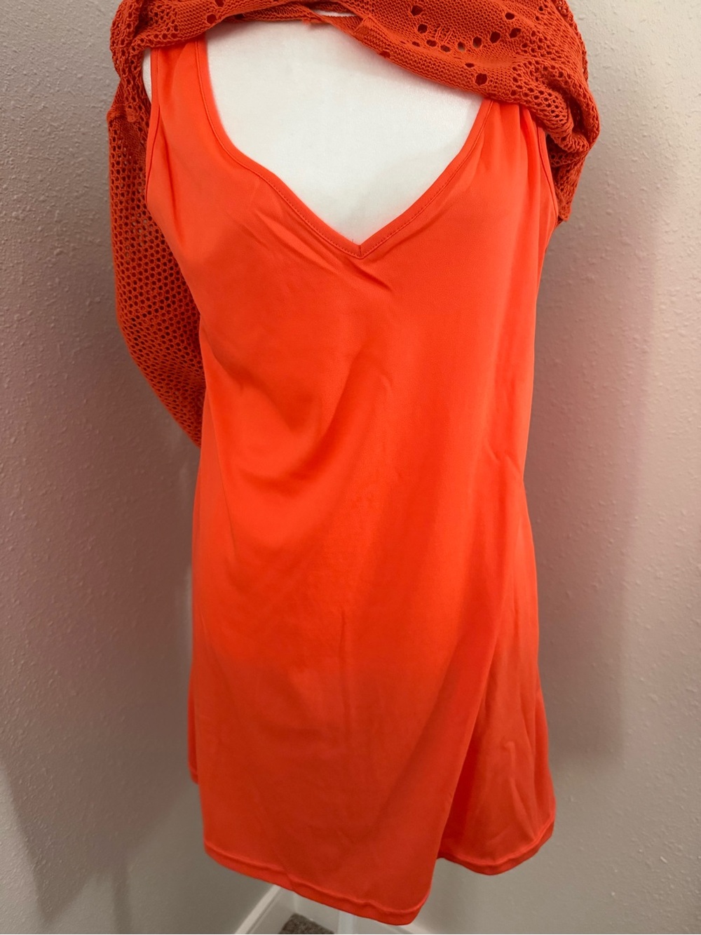 New York & Company Orange Crochet Knit Dress Swim Cover Up Tie Waist Large NWT - Picture 10 of 10